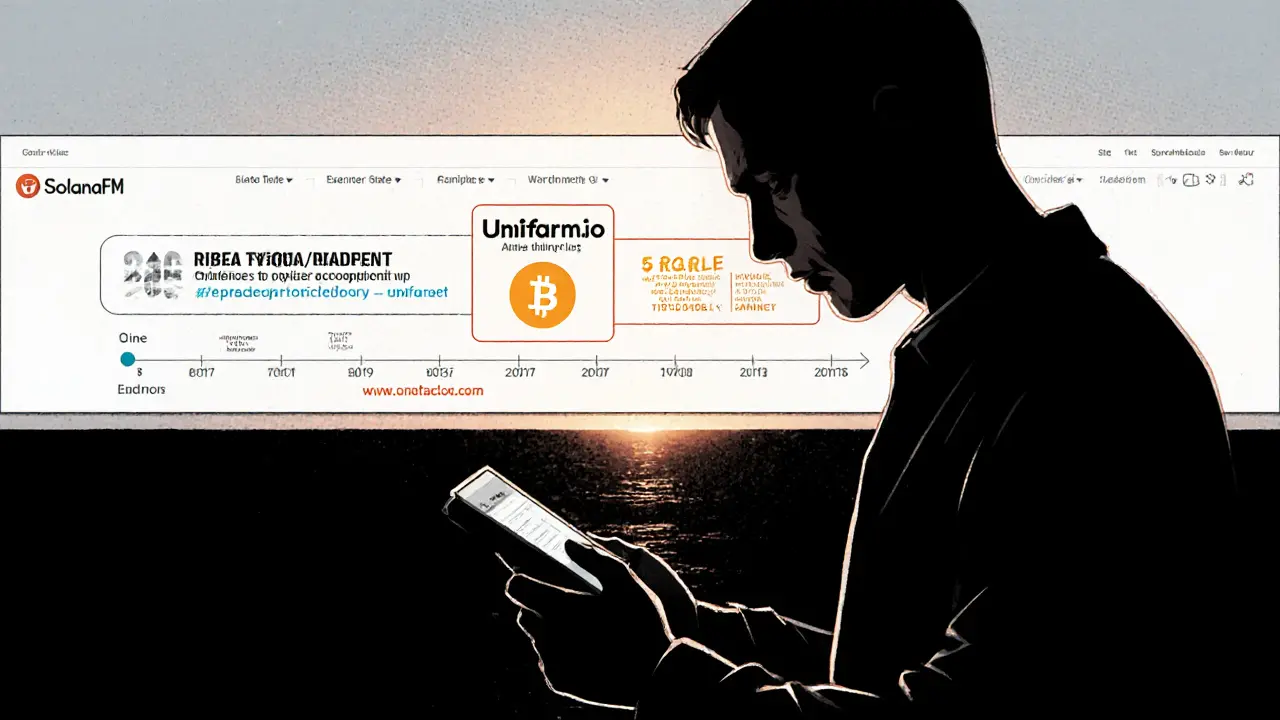 A user reviewing their on-chain activity, with official project banners rising like dawn over a quiet digital landscape.