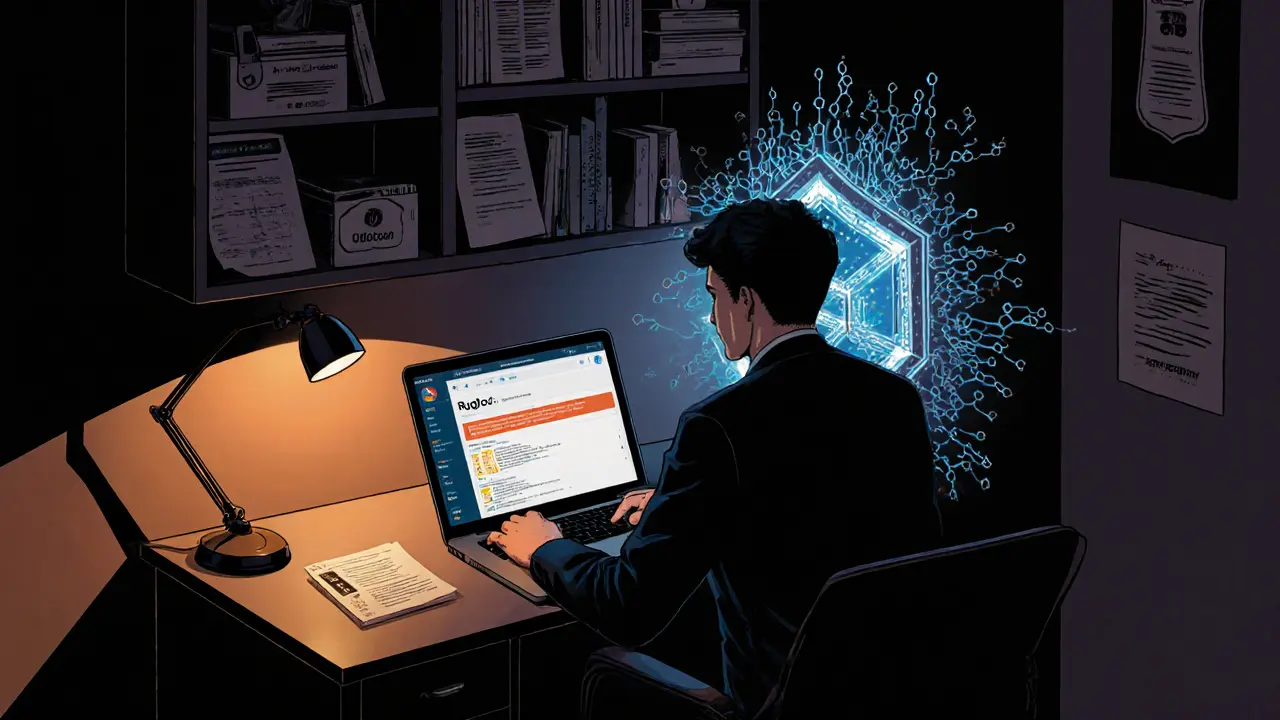 Investor uses RugDoc.io to detect a honeypot, with hidden malicious code visible on a blockchain.