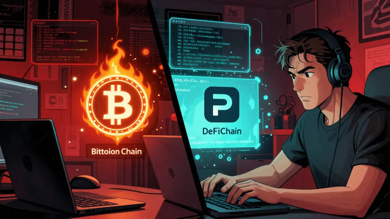 Developer sending Bitcoin directly to a DeFi app on ZetaChain, with BTC burning on one side and minting on the other.