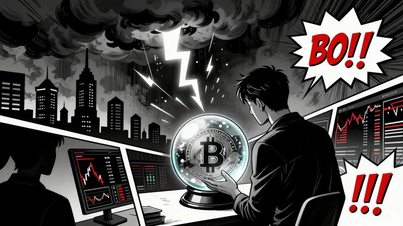 Trader examining volatile cryptocurrency market indicators