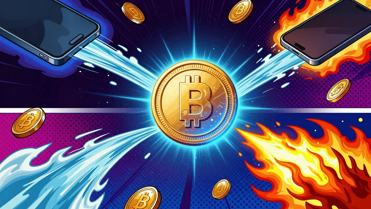 Digital PESA coin being burned in a cosmic void to show deflationary tokenomics.