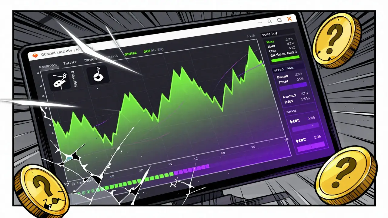Chaotic trading chart showing crashes and volatility effects