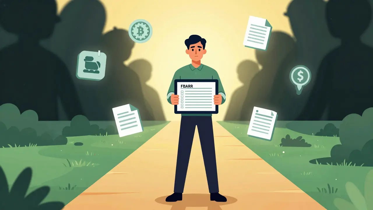 Comic style illustration of person successfully navigating crypto tax compliance