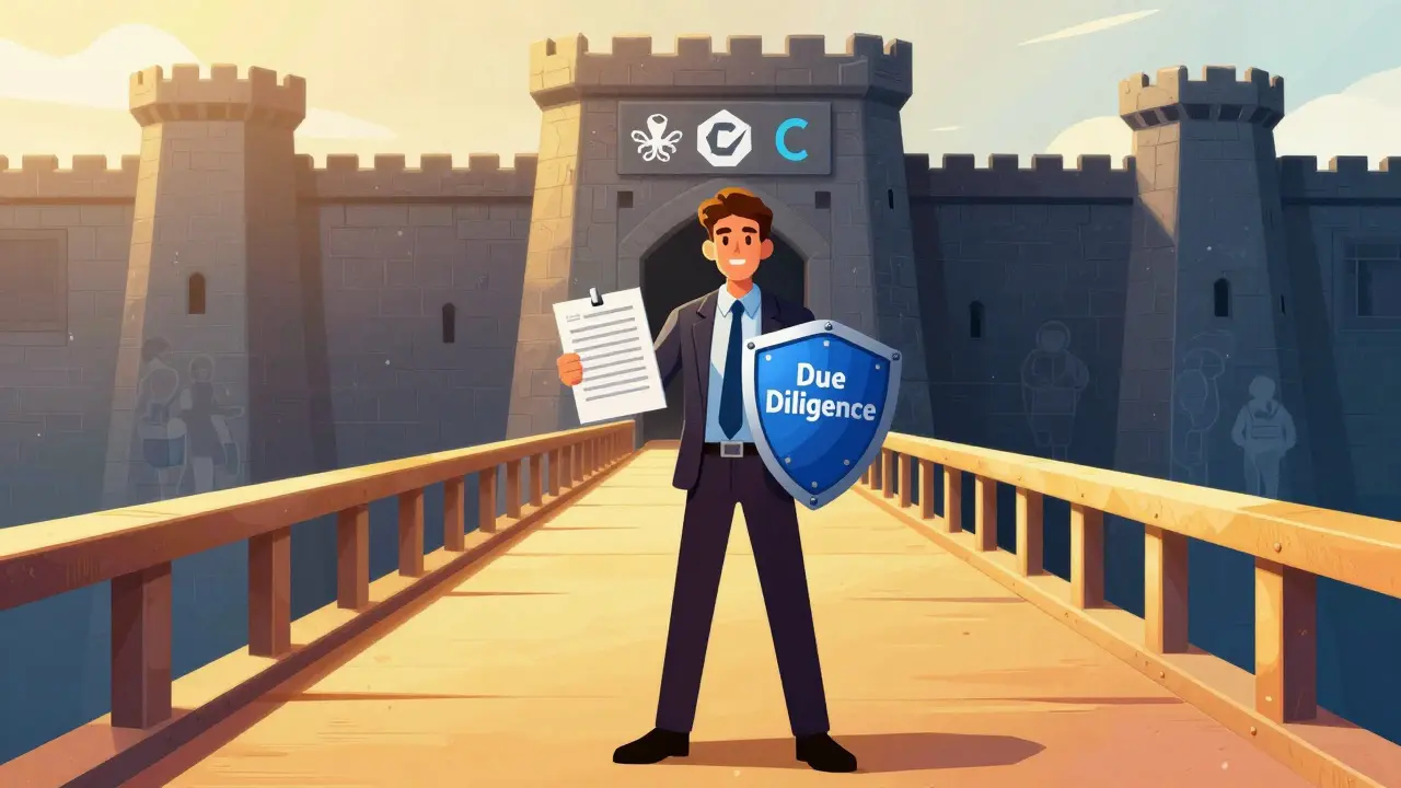 Trader choosing safe, regulated exchange over risky unknown platform