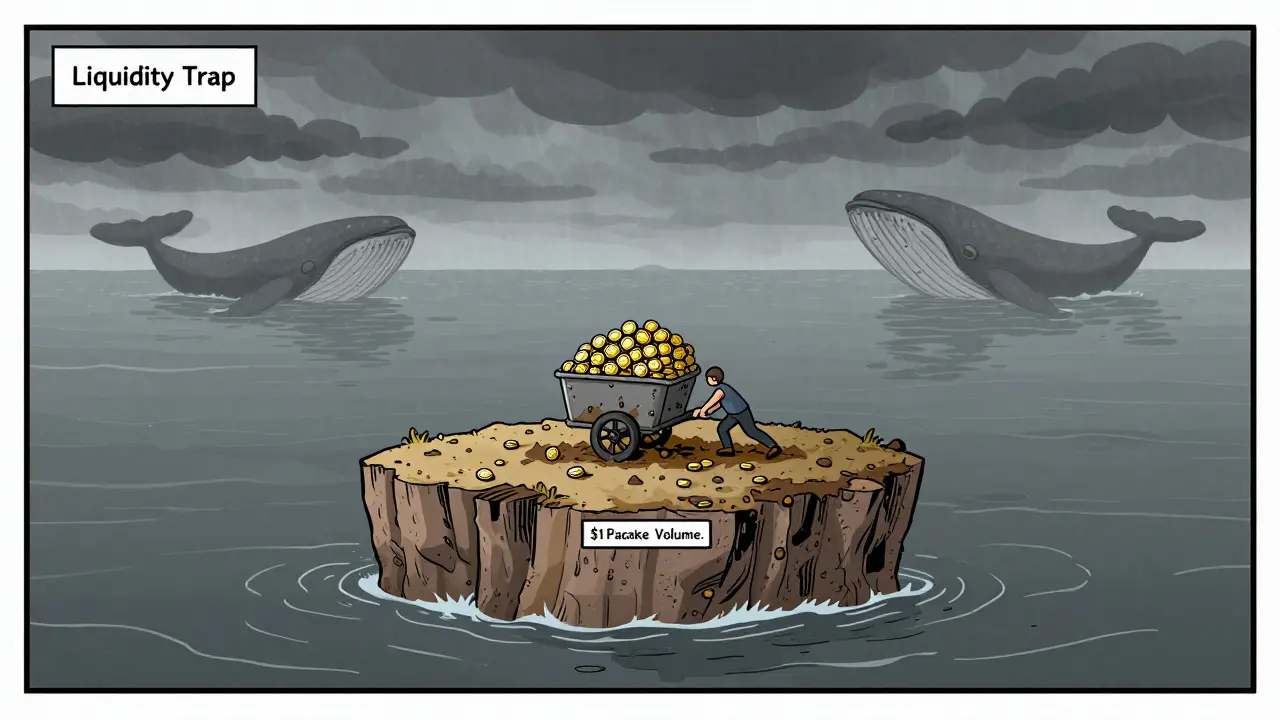 Trapped trader on isolated island unable to sell low-volume tokens