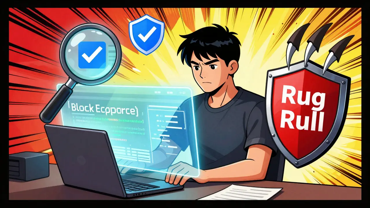 User verifying crypto project safety with security tools