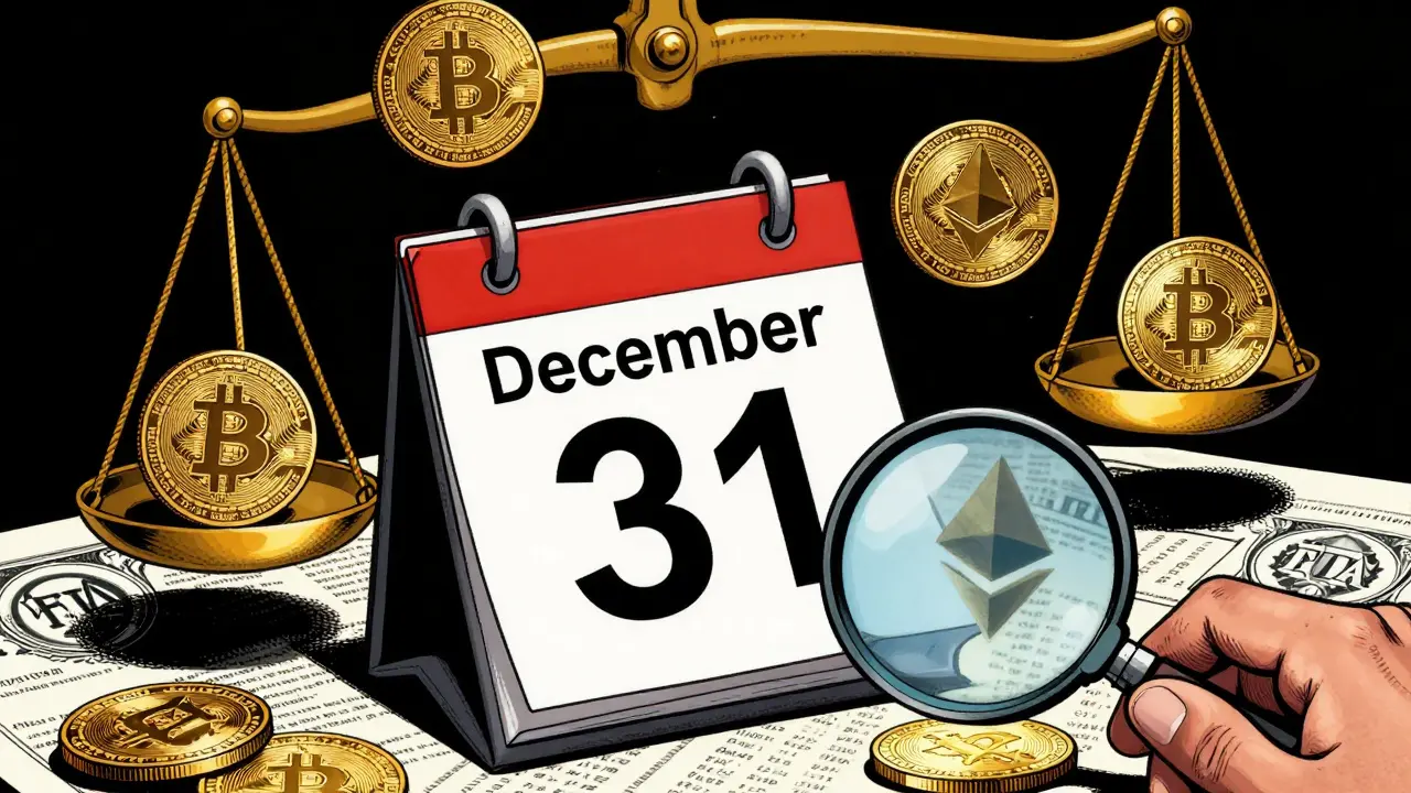 Cryptocurrencies weighed on scale next to Dec 31 calendar date