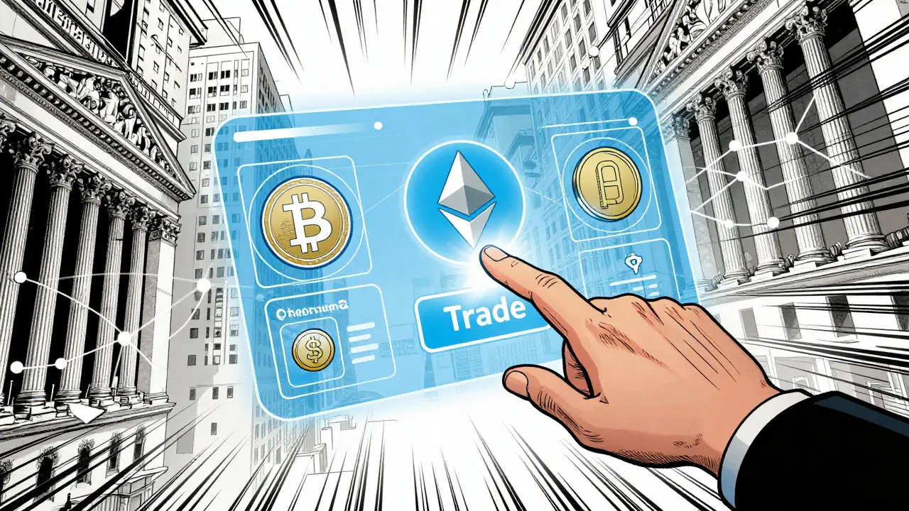 Holographic trading interface with crypto and security tokens