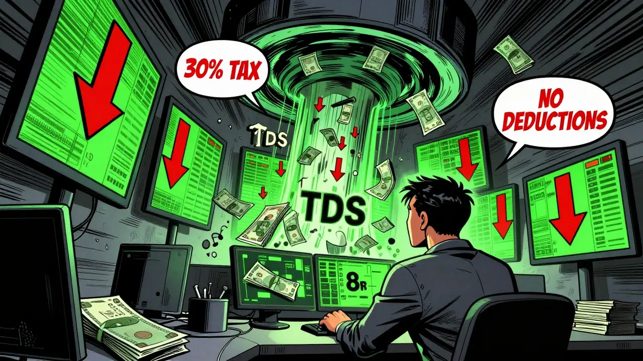 Trader stressed by 30% tax and TDS deductions on screen
