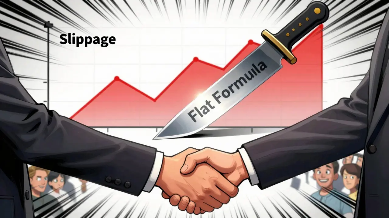 USDT and USDC shaking hands while slippage graph is cut in half