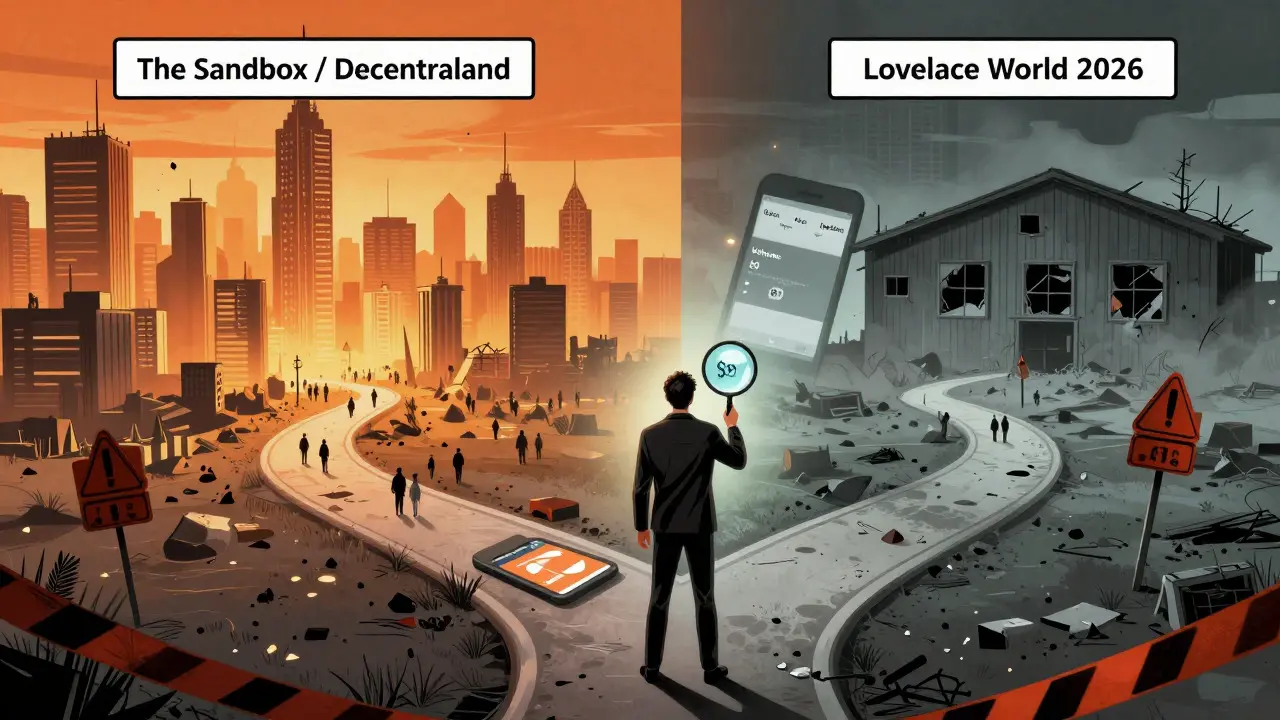 Investor comparing active metaverse projects with inactive Lovelace World