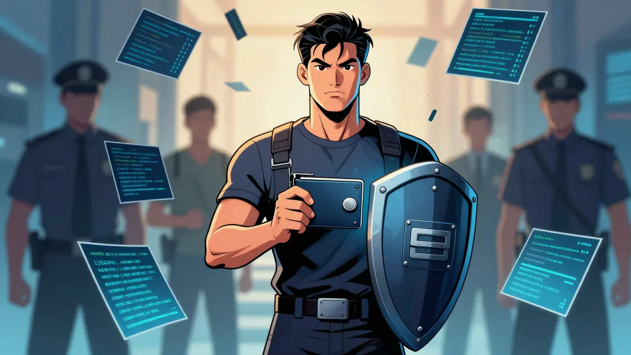 Person holding hardware wallet securely alone