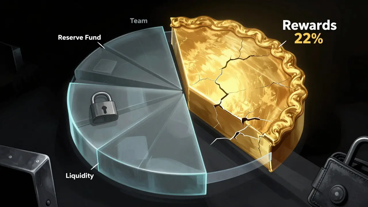 Pie chart showing LACE token allocation with locked rewards section