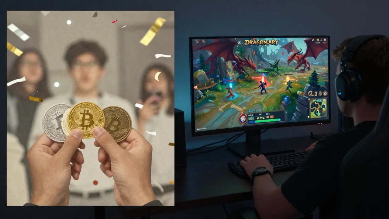 Split view of past airdrop hype vs current calm gameplay