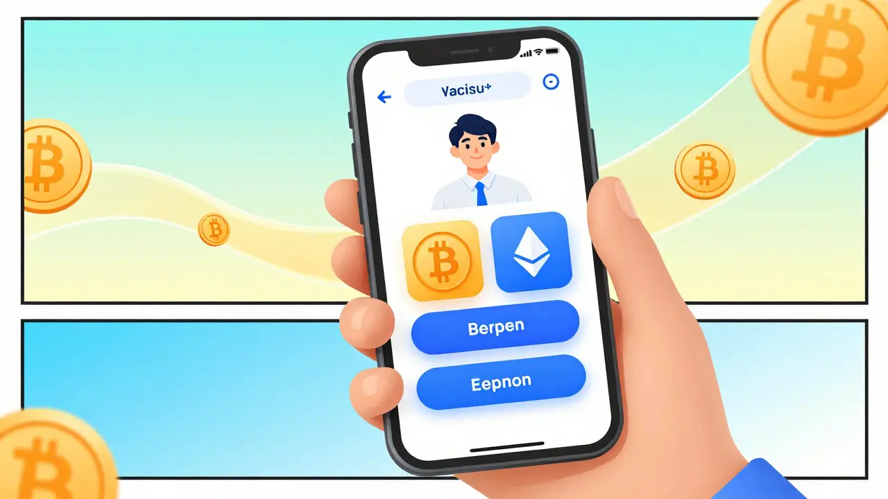 Casual investor using simple mobile app to buy Bitcoin