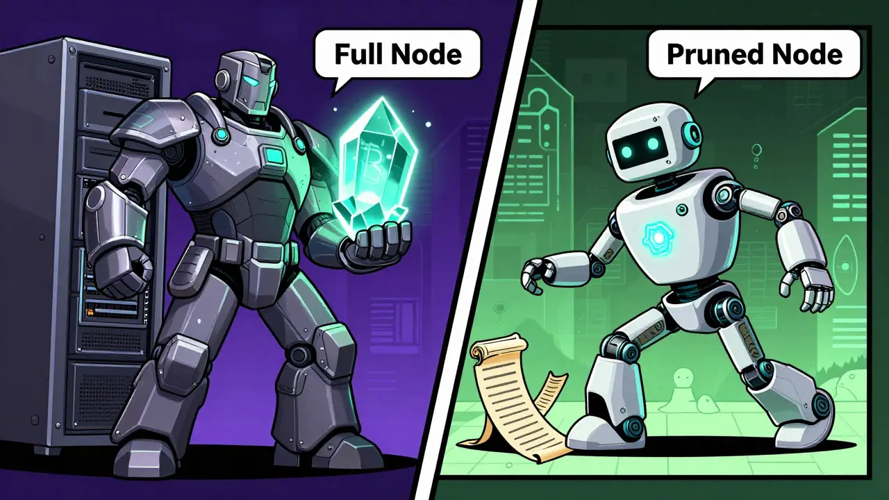 Comparison of full node and pruned node in graphic style