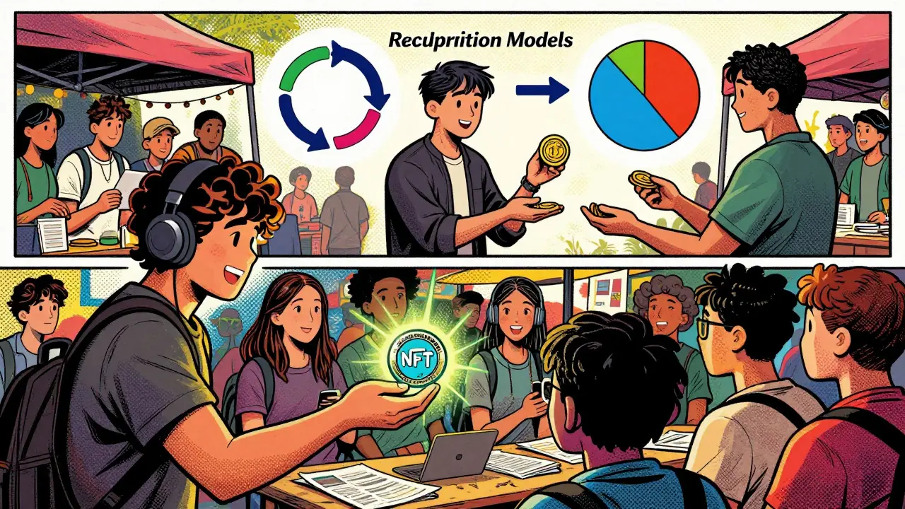 Creators selling music and articles directly to fans in a comic market