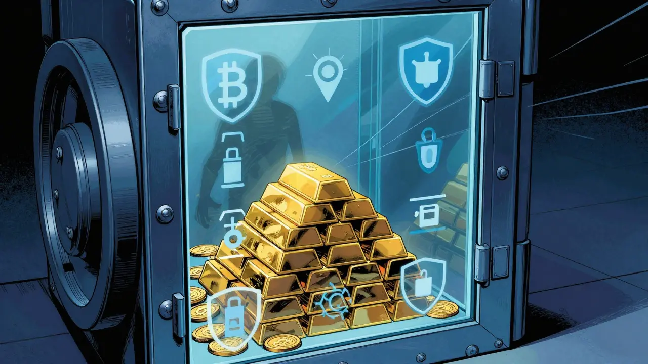 Secure digital vault protecting cryptocurrency assets
