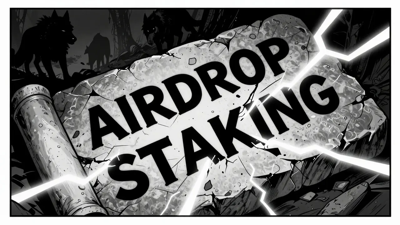 Shattered stone tablet symbolizing broken crypto promises and rug pulls