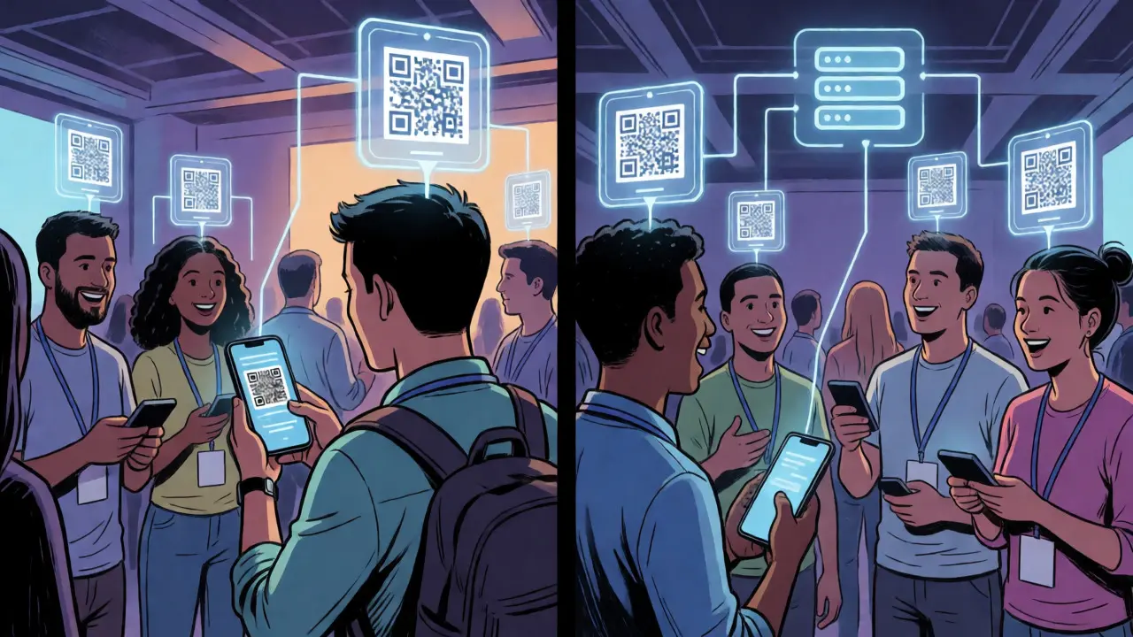 Attendees claiming POAPs via QR codes at an event