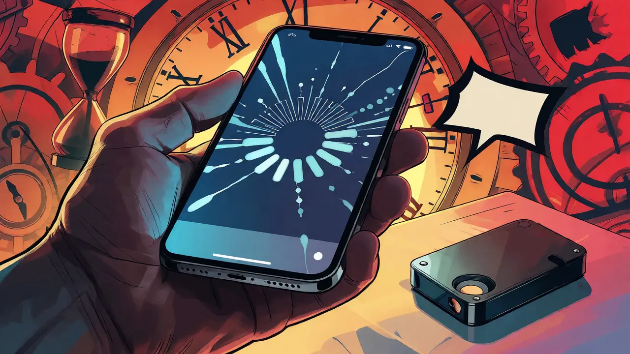 Comic illustration of a user anxiously waiting for withdrawals, symbolizing BitDelta's slow processing times.