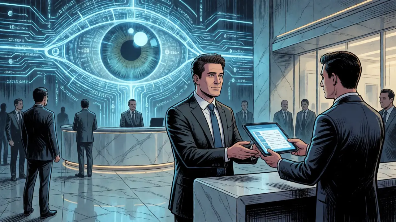 Digital eye overseeing crypto compliance in Dubai bank