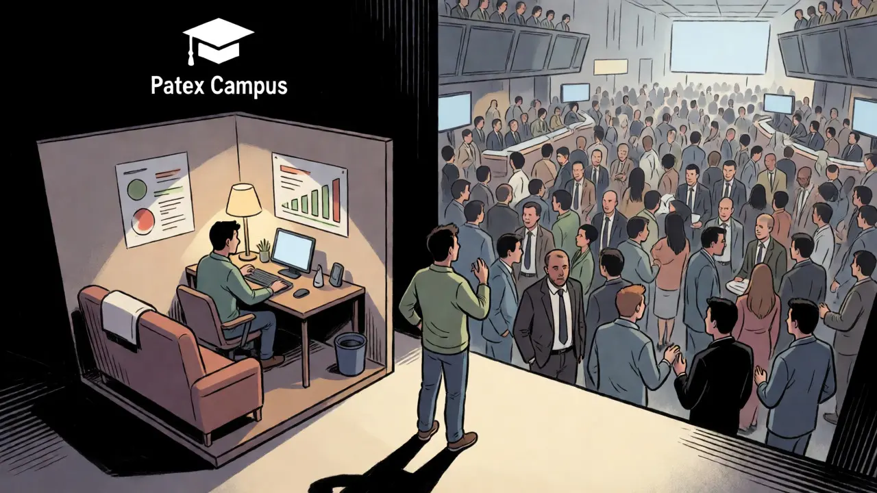 Split scene contrasting simple learning vs complex markets