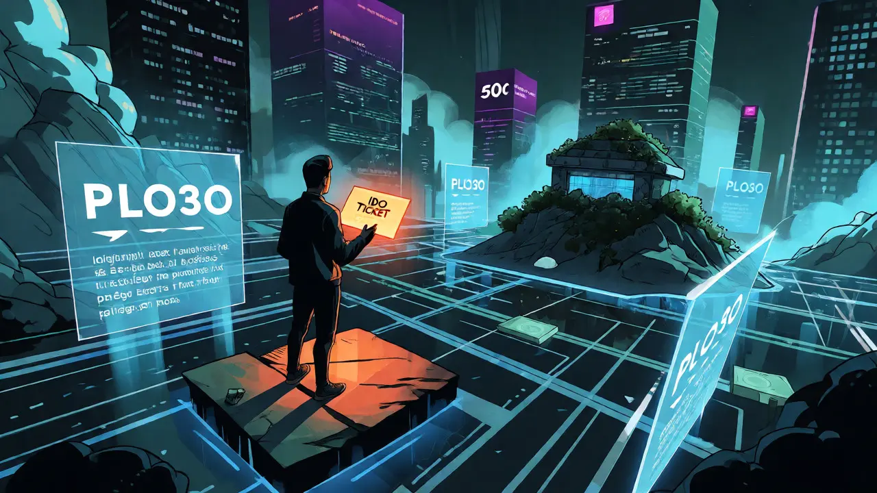 User holding IDO ticket in a data-filled DeFi landscape